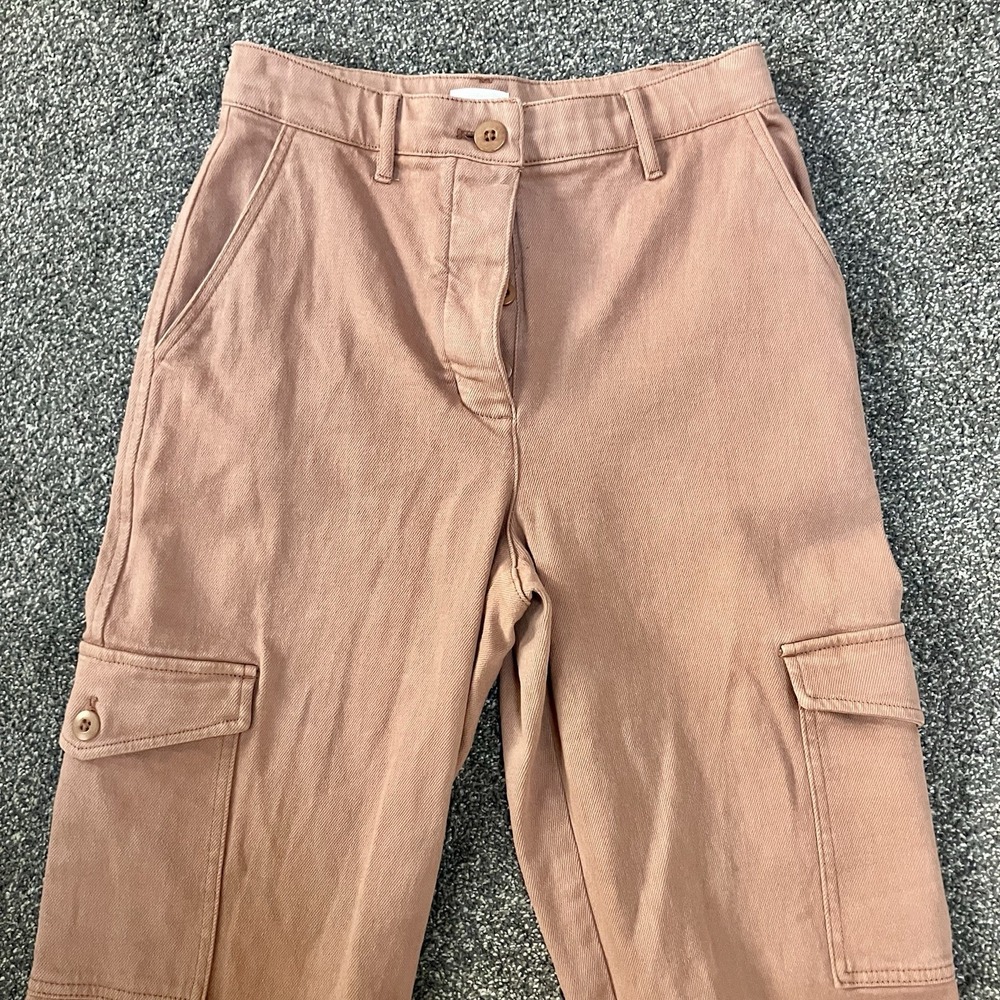 Aritzia Wilfred Free Sz 4 Pants Women's Beige/Pink‎ Cargo Twill Straight Leg - Picture 2 of 11